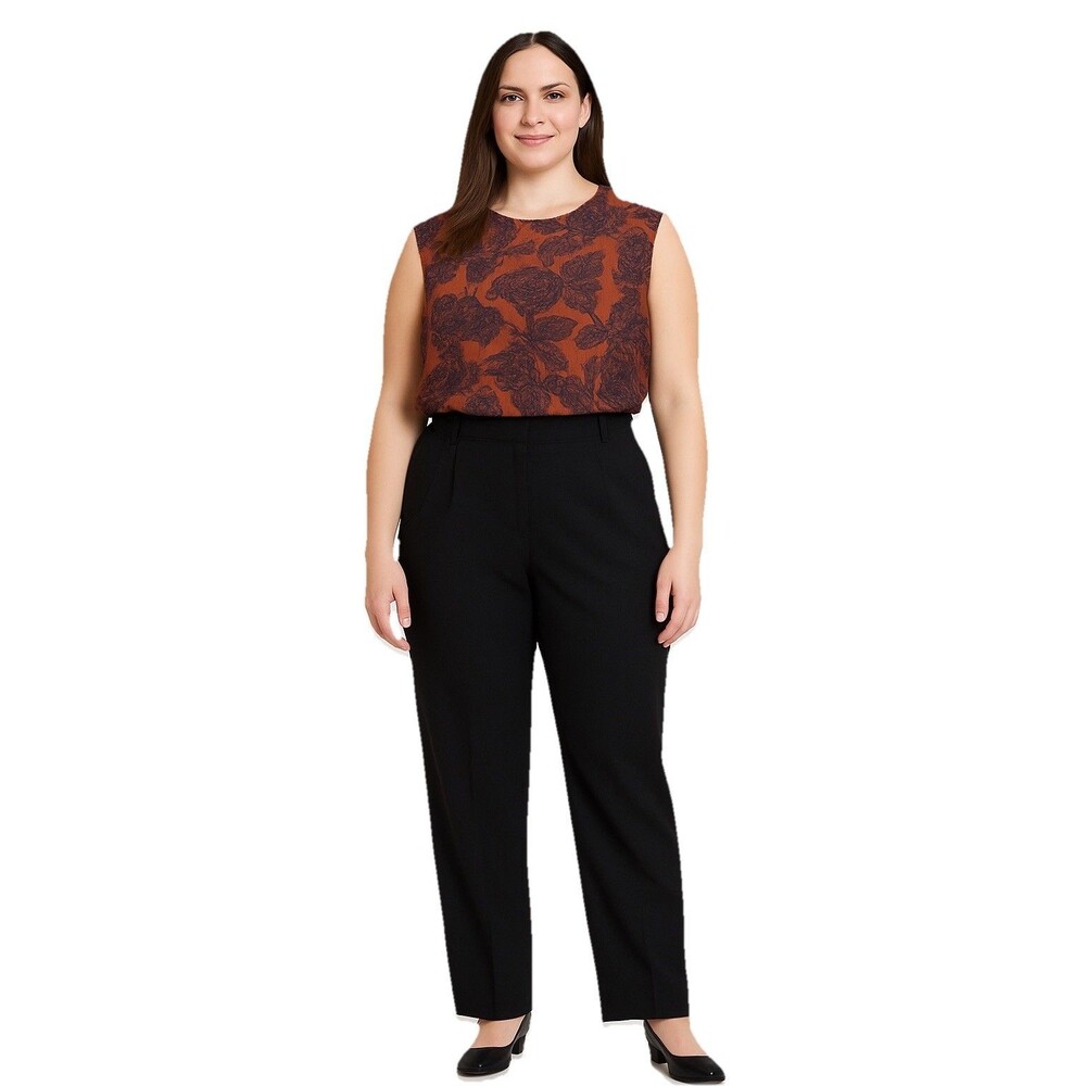 Lauren Ralph Lauren Petite Linen Pants  Size 8P Black Pleated Preppy Work